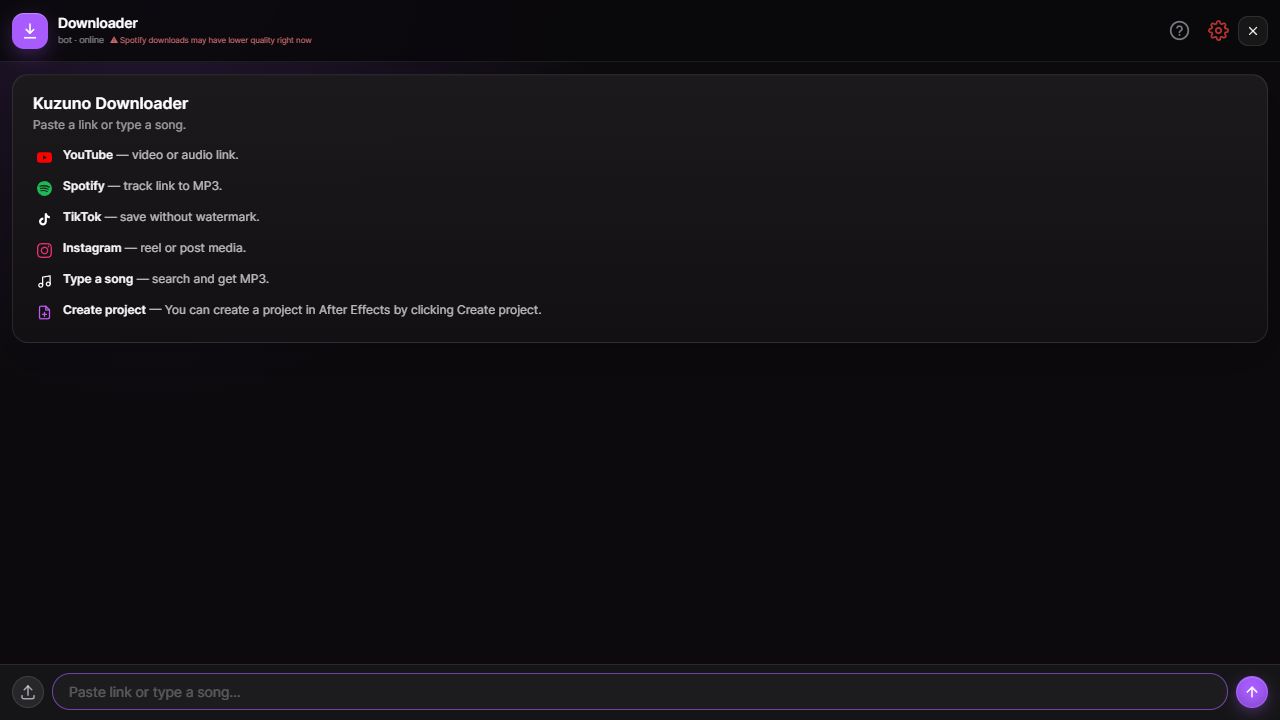 Downloader Online interface